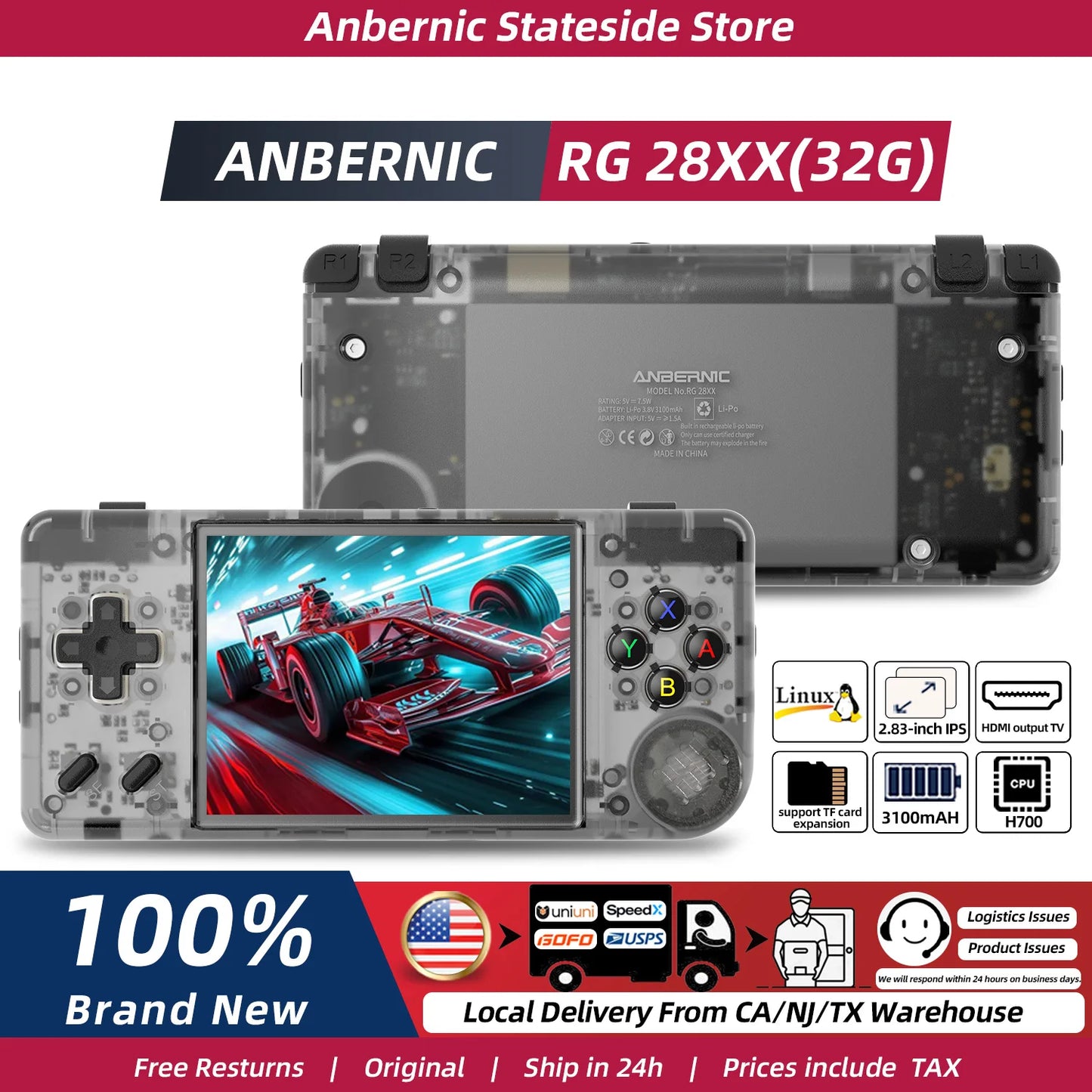 ANBERNIC RG28XX Handheld Game Console 2.83'' IPS Screen Video Output Portable Video Player Ebook Reader Player Gifts Mini