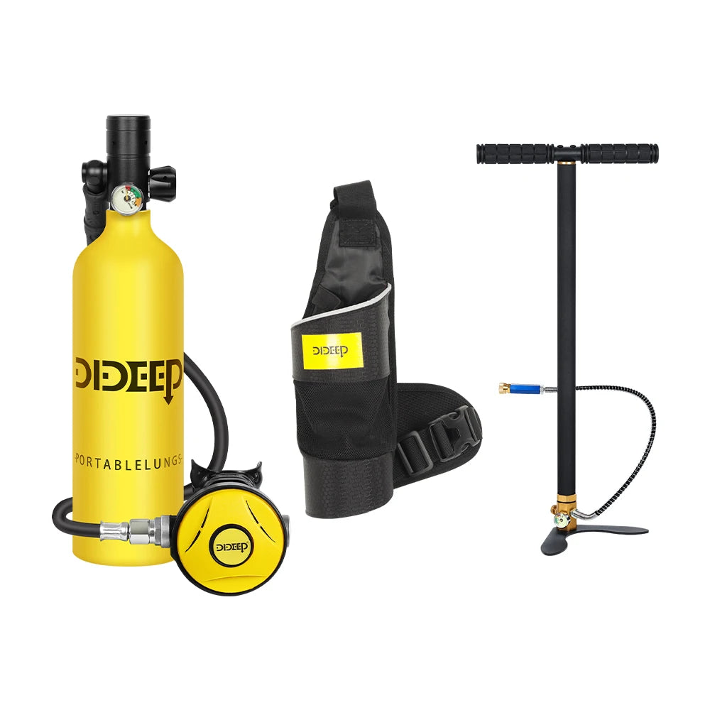 DIDEEP 1Liter Mini Scuba Diving Tank Set, 15-20Mins Underwater Diving Cylinder, Easy to Use, Portable Lungs Bottle with 3000 PSI,Summer Diving for Cooling off ,Suitable for Outdoor Activities and Travel,Summer Diving for Cool