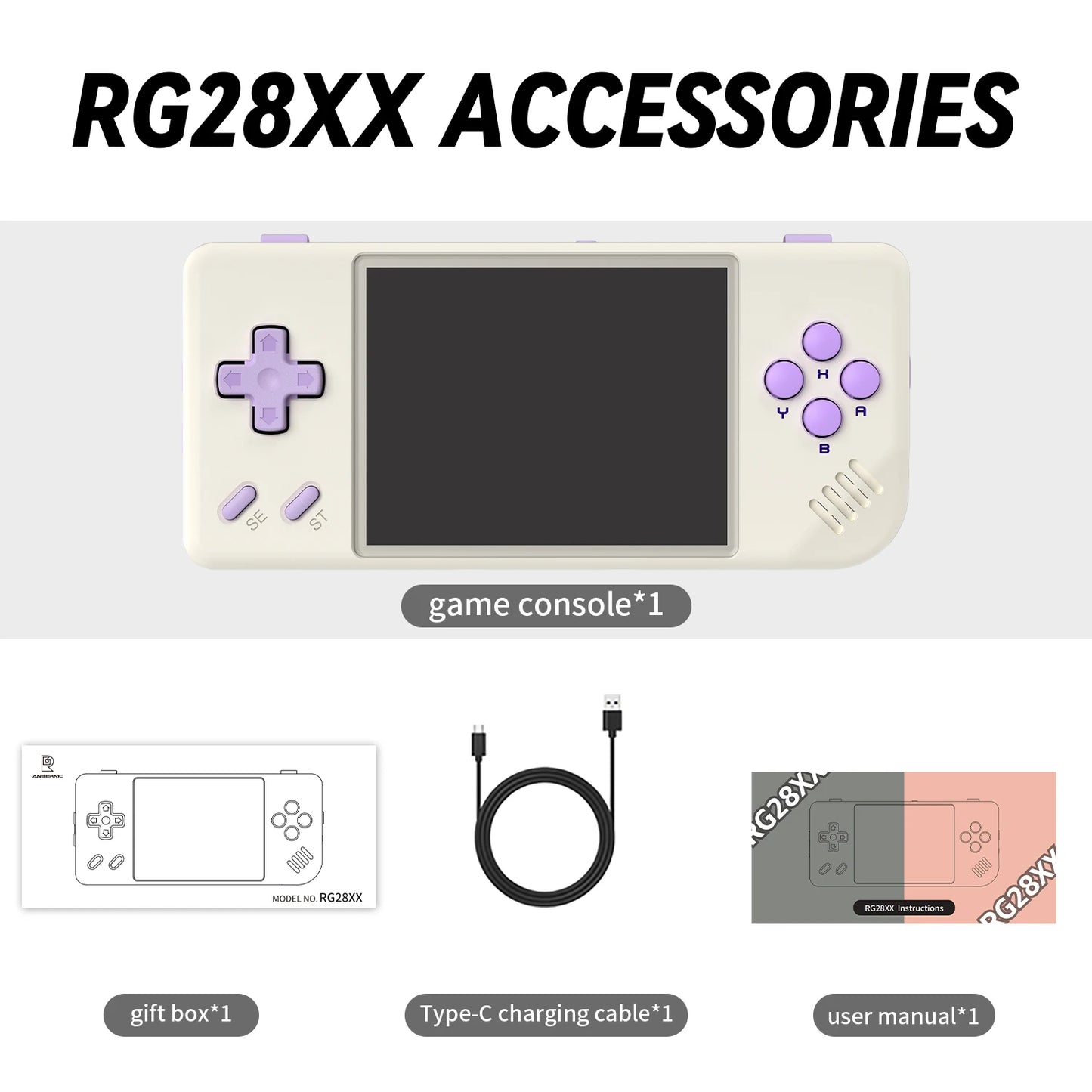ANBERNIC RG28XX Handheld Game Console 2.83'' IPS Screen Video Output Portable Video Player Ebook Reader Player Gifts Mini