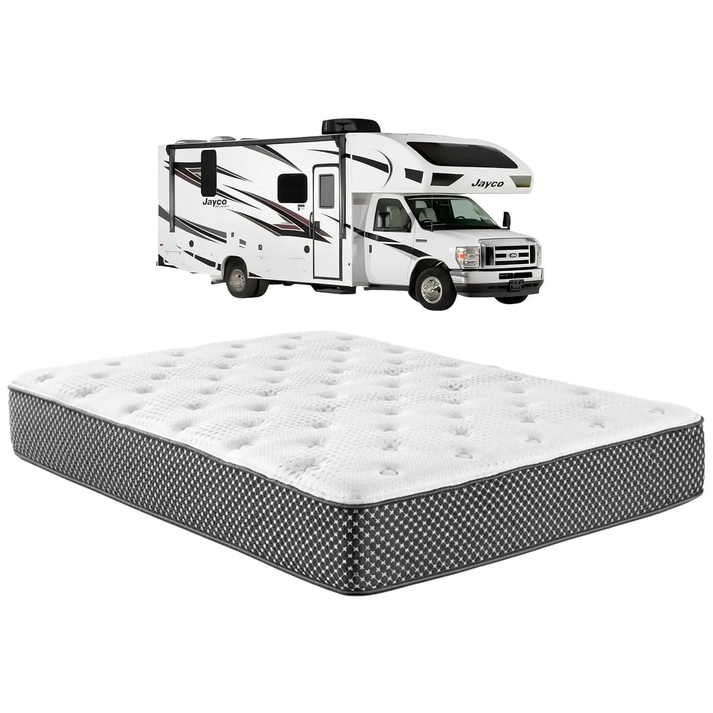 WanderRest 12” Cool Hybrid RV Mattress, Short Queen 60x74, Plush-Medium Gel Memory Foam & Pocketed Coil Bed for RV,, Custom