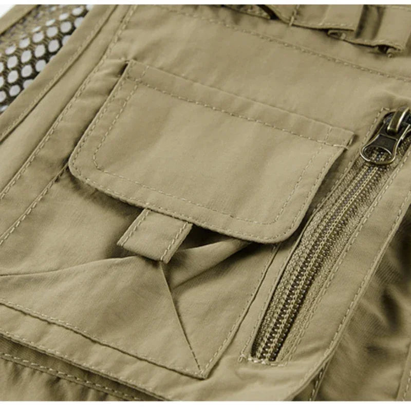 Multipocket Quick Dry Mesh Fishing Vests Men Outdoor Tactical Vest Hiking Hunting Casual Fisherman Vest Solid Sleeveless Coats