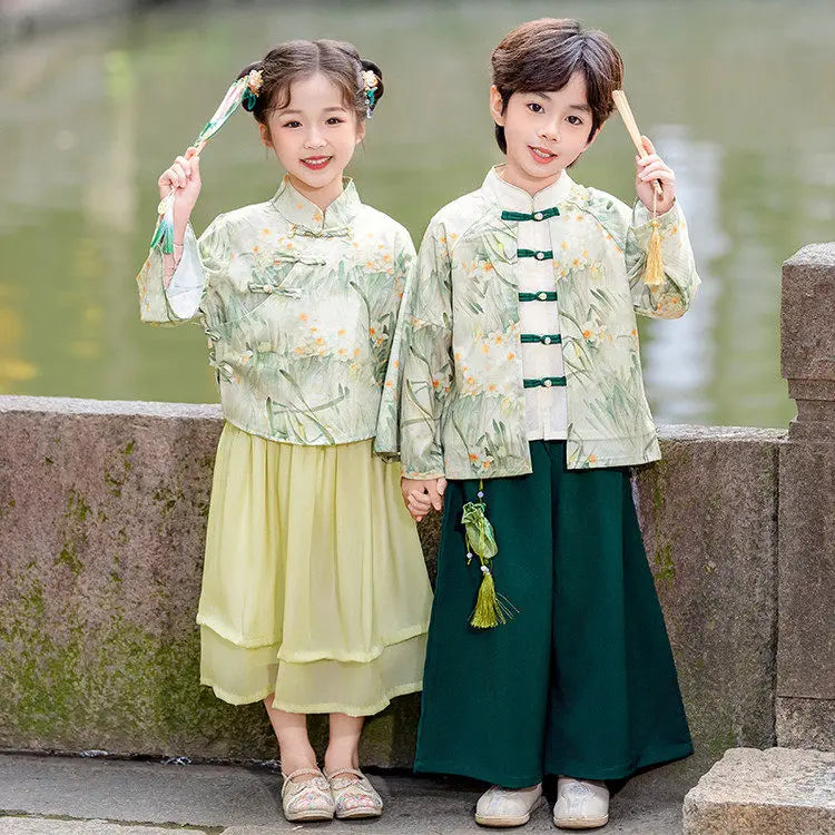 Chinese Hanfu Children Clothing Cosplay Performance Costume Kids Clothes Ethnic Style Children's Sets Girl Suit Two Piece Boy