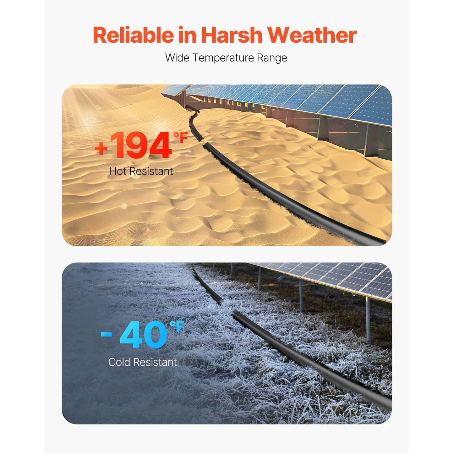 SucceBuy 100FT Solar Panel Extension Cable 10AWG 6mm² IP67 Waterproof Solar Extension Cable for Home Ship and RV Solar Panels