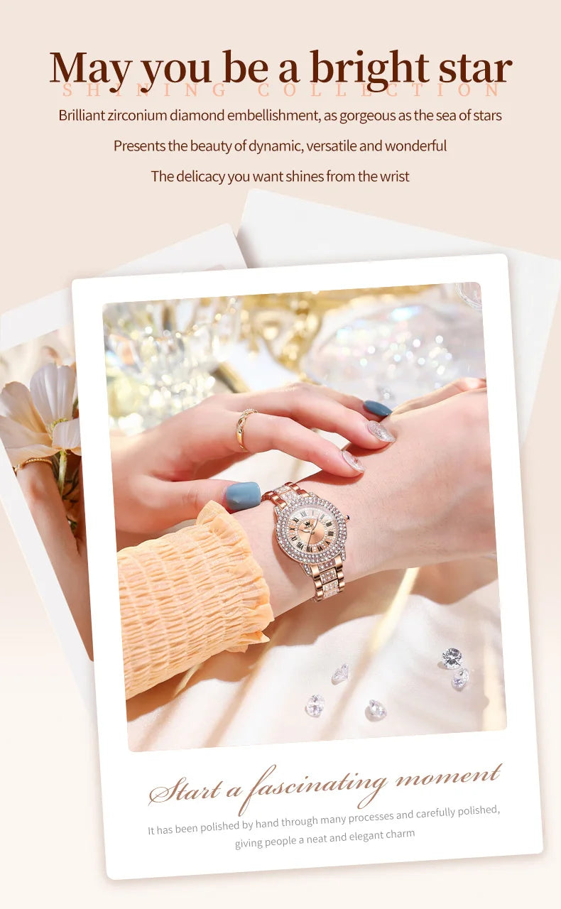 OLEVS 9943 Women Watch High end Luxury Rose Gold Diamond Waterproof Quartz Watch Brand Original Women Dress Watch Reloj Mujer