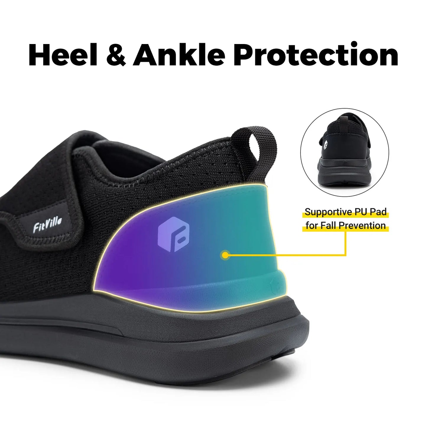 FitVille Extra Wide Men's Diabetic Shoes for Elder Orthopedics Feet Swollen Adjustable Walking Shoe Elderly Foot Pain Relief