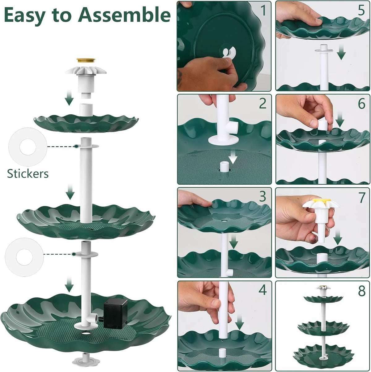 Solar Fountain 3.5W Solar Bird Bath Water Fountain, Detachable DIY Water Landscaping Bird Feeder Fountain for Bird Bath/Garden/Fish Tank