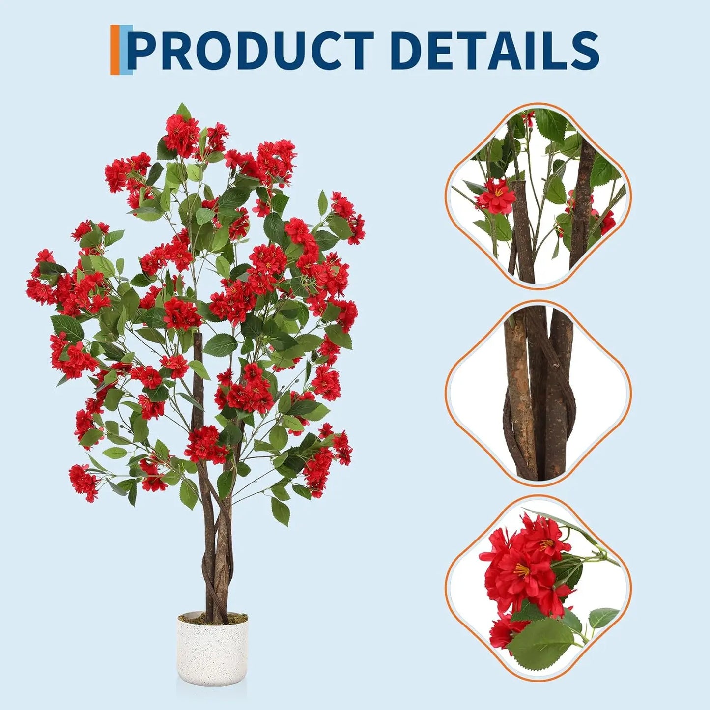Artificial Osmanthus Tree, Tall Potted Fake Osmanthus Trees, Faux Plant in Planter with Lifelike Flowers for Home Office Decor