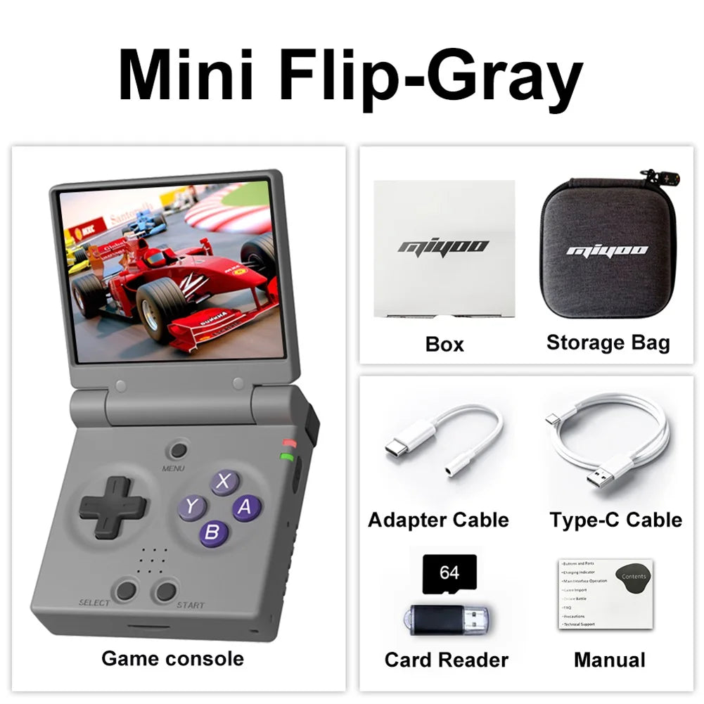 MIYOO Mini Flip Retro Handheld Game Console With New Hinge 2.8 inch IPS Screen Portable Video Game Players Consoles Classic Gaming Emulator Childhood Gifts
