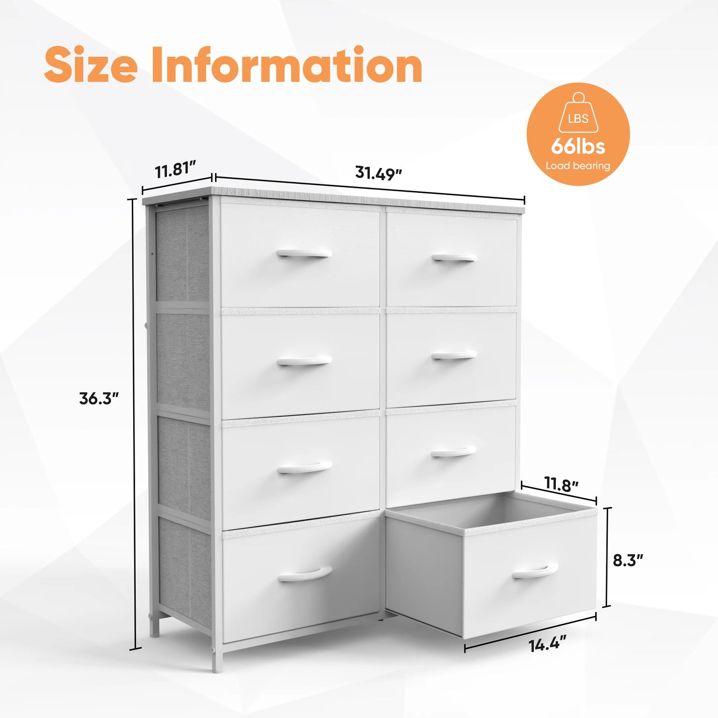 JHK Kids Wardrobe Dresser With 8 Drawers Steel Frame