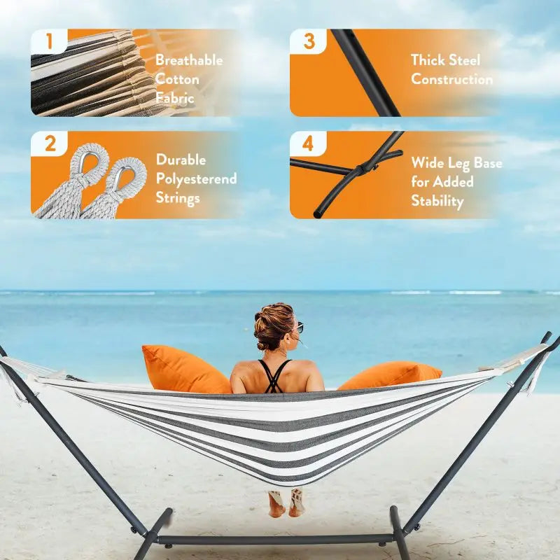 GYROOR Adjustable Outdoor Stand Hammock With Storage Bag