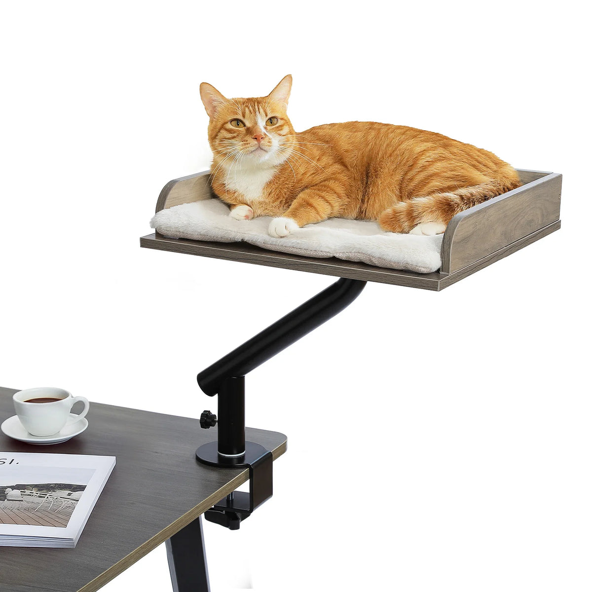 PAWZ Road Adjustable Cat Desk Bed With Plush Hammock