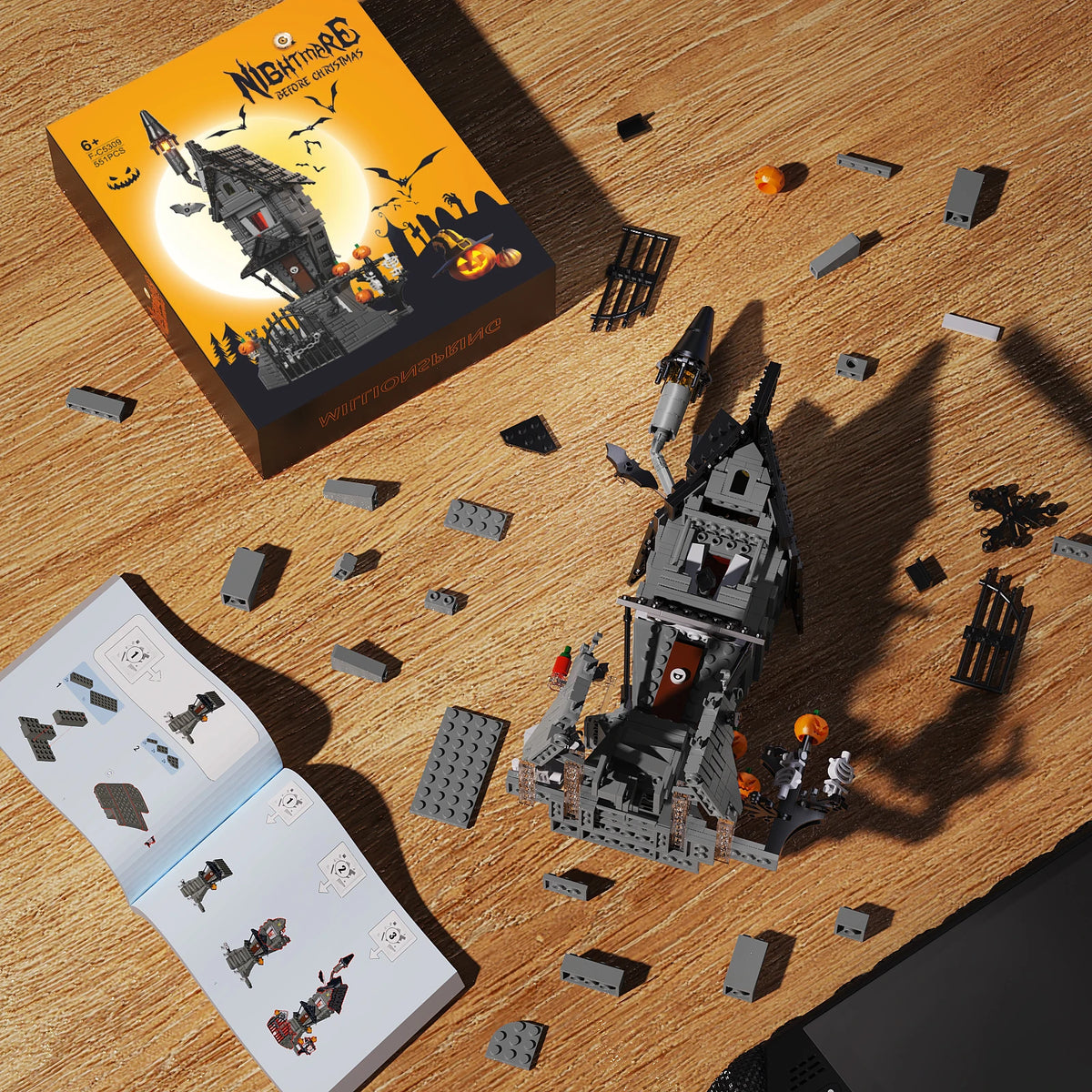 BuildMoc Halloween Nightmare House Building Blocks Set Pumpkin Ghost Skeleton Hut Bricks Toys Children Christmas Birthday Gifts