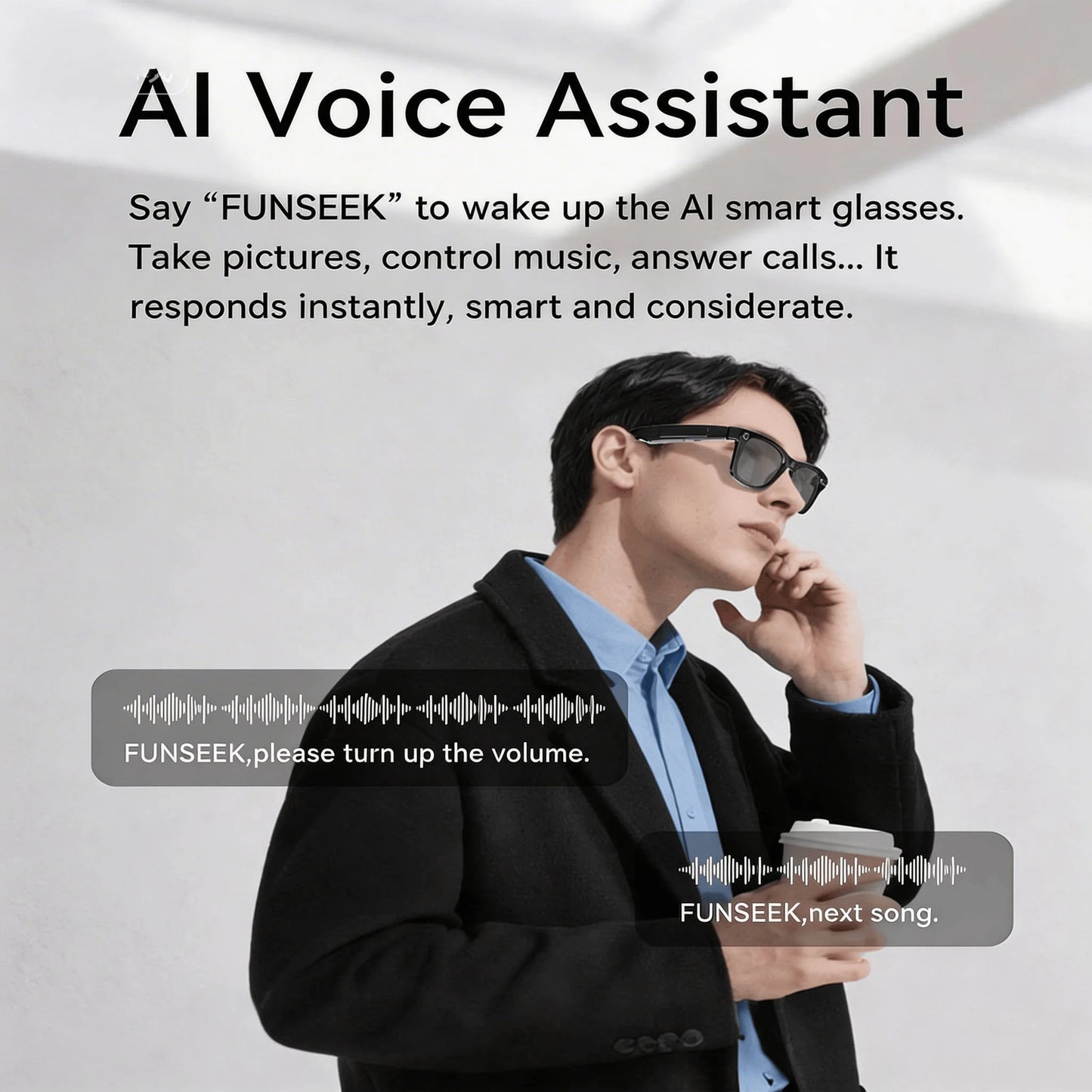 4K Camera Glasses with AI Smart Features That Support Real-Time Translation And Object Recognition, Open-Ear Audio, Ultra-Light Design, And Up to 8 Hours of Battery Life for Outdoor Cycling, Work, Travel