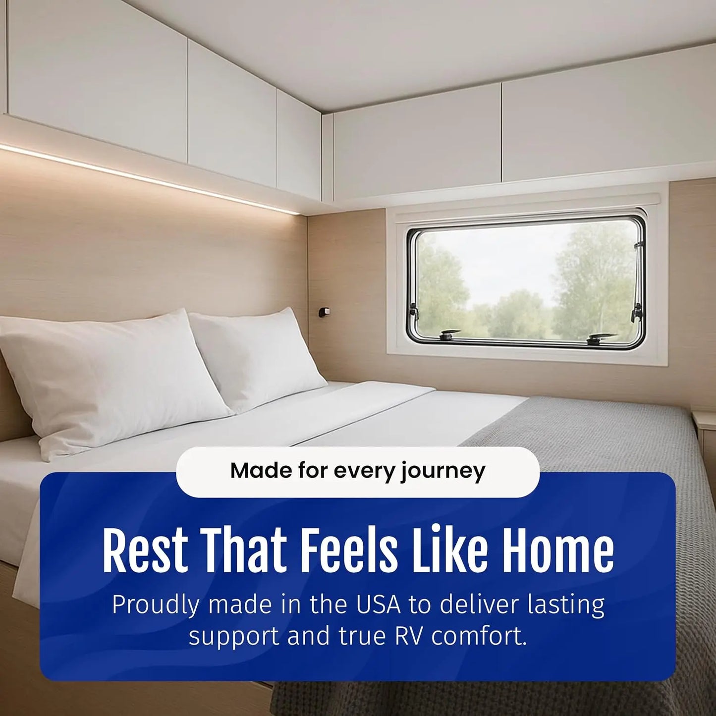 WanderRest 12” Cool Hybrid RV Mattress, Short Queen 60x74, Plush-Medium Gel Memory Foam & Pocketed Coil Bed for RV,, Custom