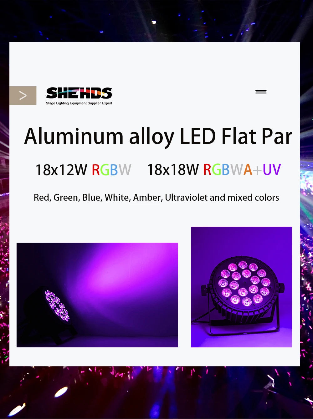 SHEHDS 4PCS Aluminum Alloy LED Flat Par 18x12W RGBW/18x18W RGBWA+UV LED Lighting DMX512 Disco Christmas Lights DJ Audience