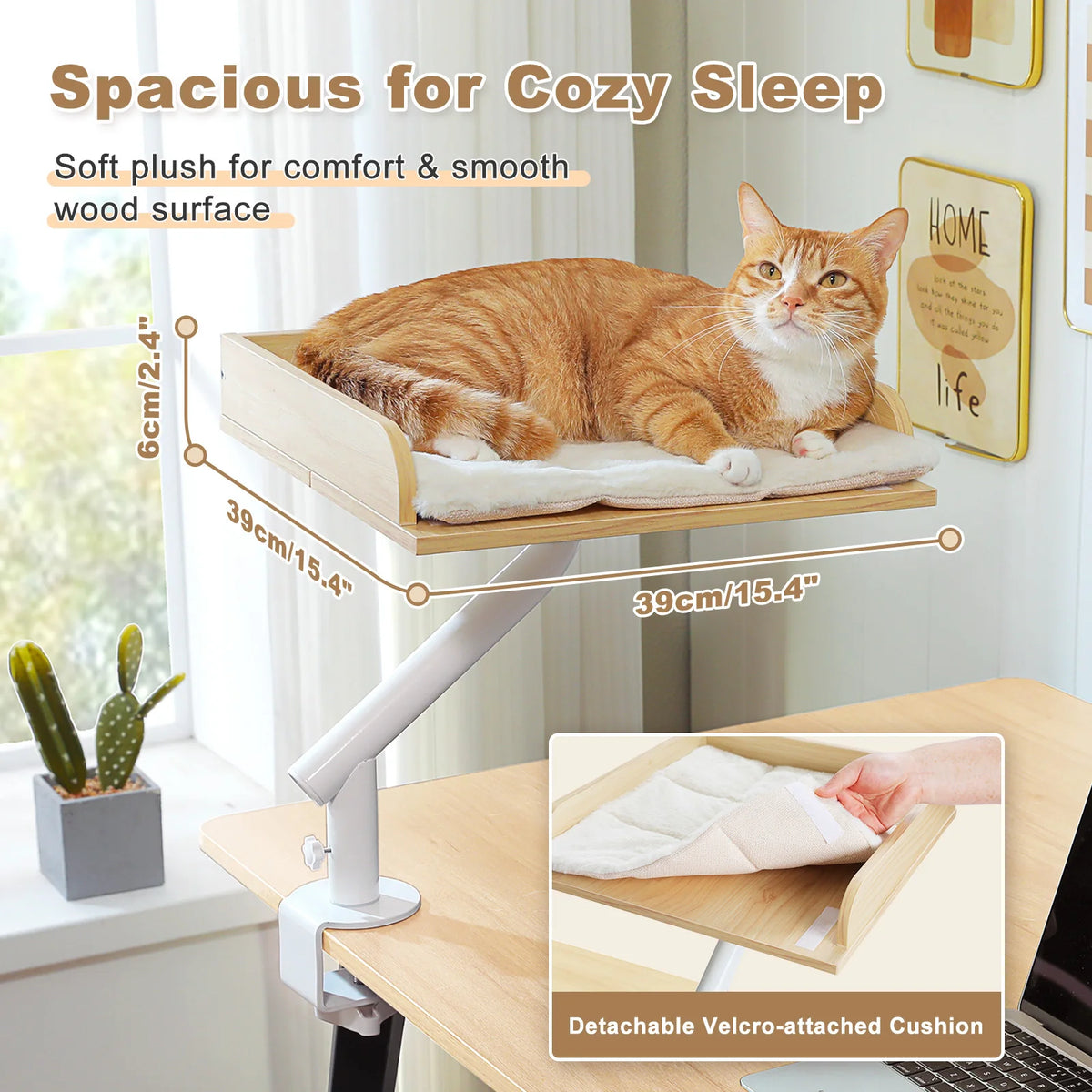 PAWZ Road Adjustable Cat Desk Bed With Plush Hammock
