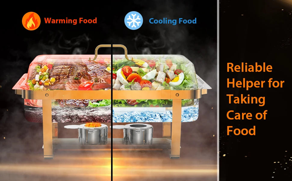 Tacleekii 2 4 6 Pack Chafing Dishes Buffet Set 8QT Rectangle Catering Food Warmers Complete Set Stainless Steel Buffet Servers and Warmers with Lid Complete Set for Parties Banquets Weddings