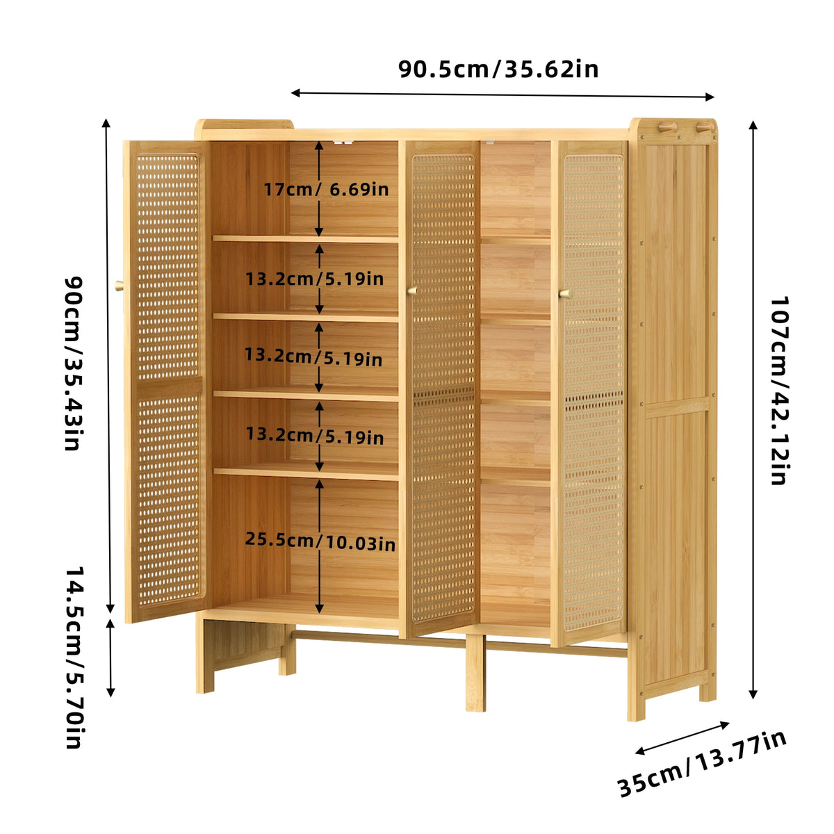 Wisfor Bamboo Shoe Rack Organizer 6 Tier Shelves Entryway Storage