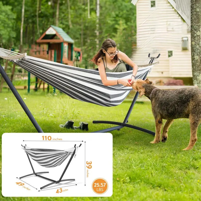 GYROOR Adjustable Outdoor Stand Hammock With Storage Bag