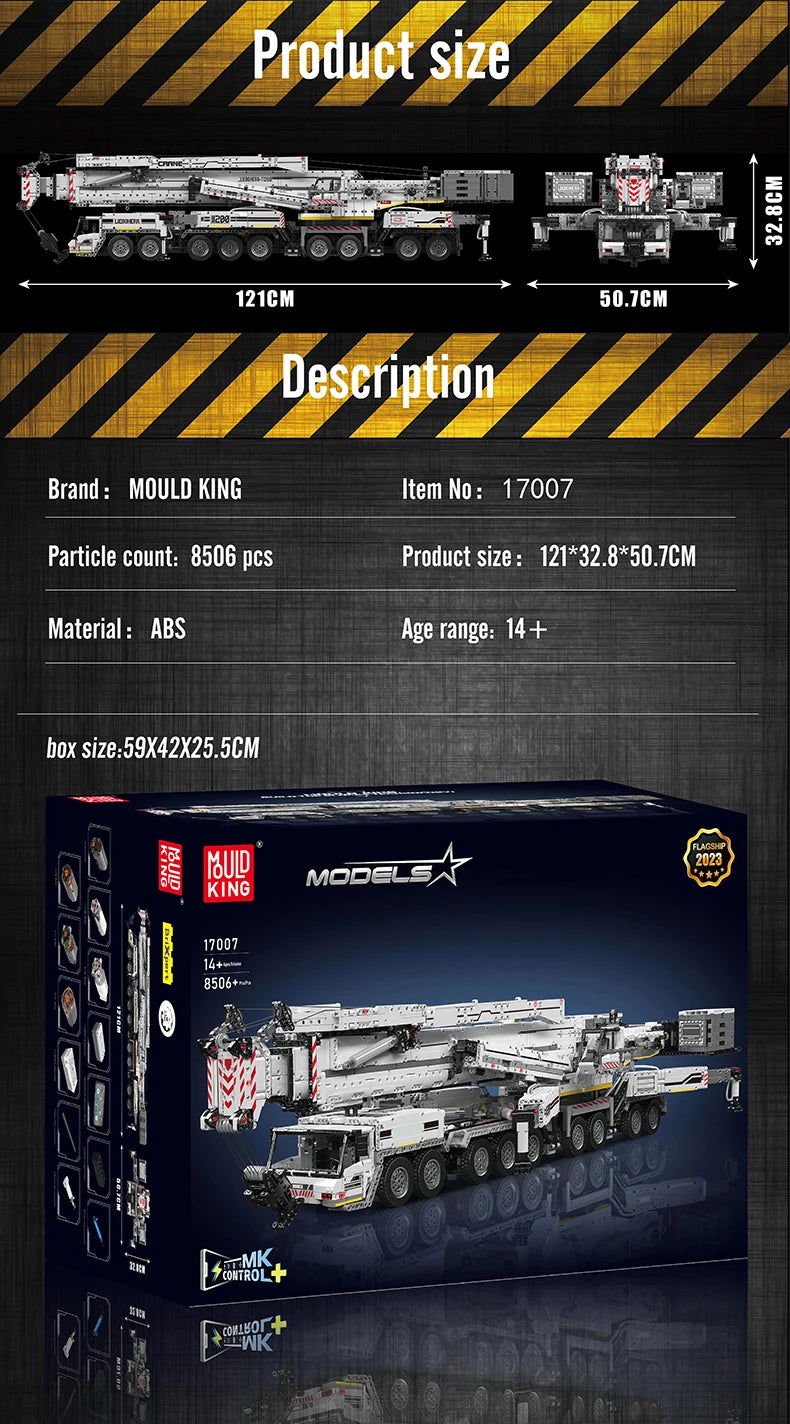 Mould King 17007/17008 Technical Car Toys Motorized LTM 11200 Crane Truck Building Block Assembly Model Brick Kid Christmas Gift