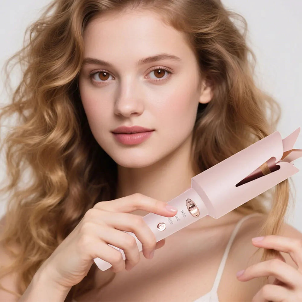 Hatteker Ceramic Negative Ion Automatic Rotating Hair Curler USB Chargeable Styling Tool for Beautiful Curls
