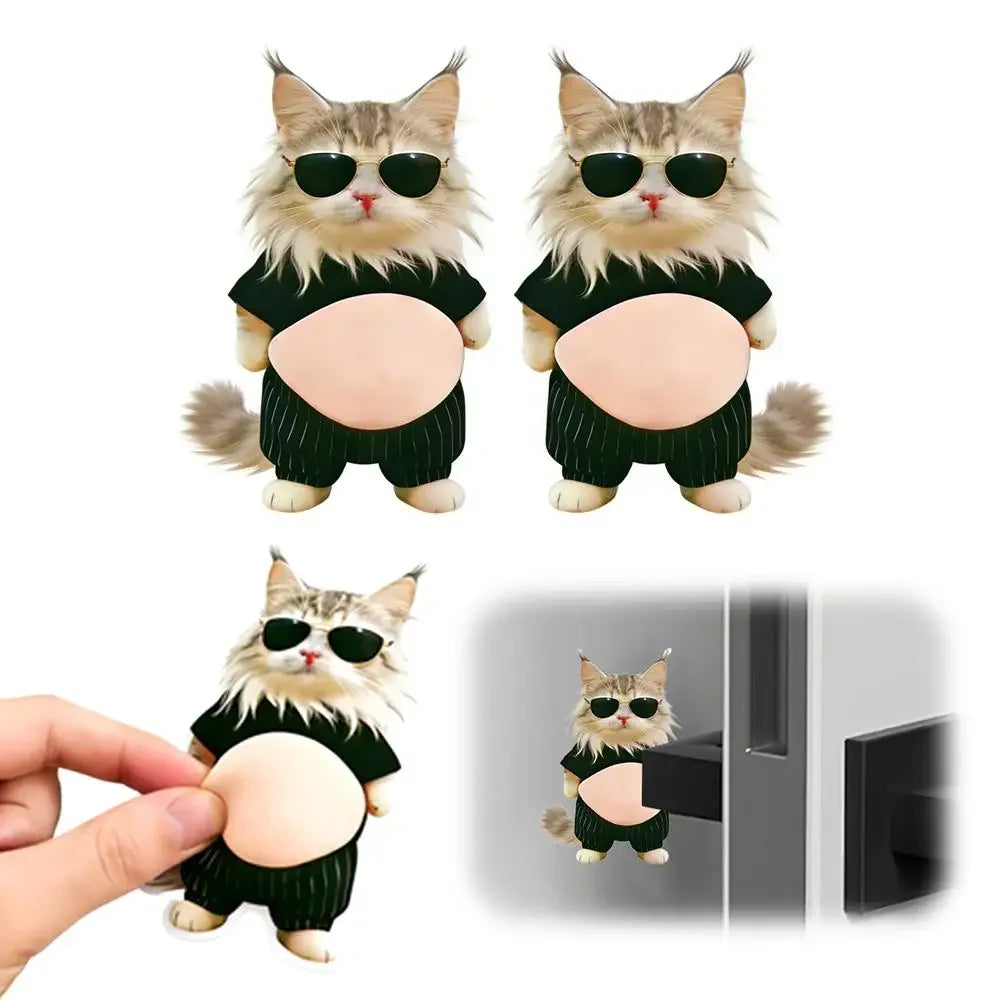3D Kawaii Cat Belly Sticker Cute Kitten Silicone Self-Adhesive with Orange Outfit Pink Background for Phone Decor