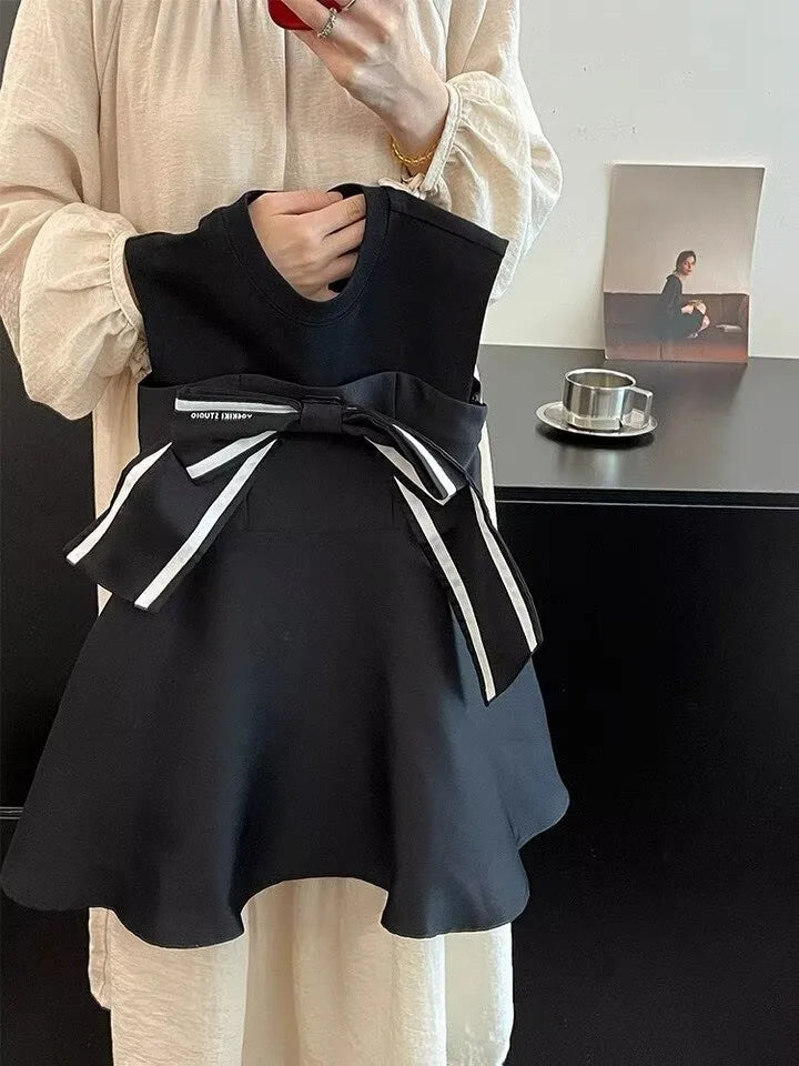 RAISE Baby Girl Bow Vest Dress Striped Infant Toddler Kids Girl Sleeveless Vestido Summer Vintage 1-8Yrs child Girl Ruched Dress