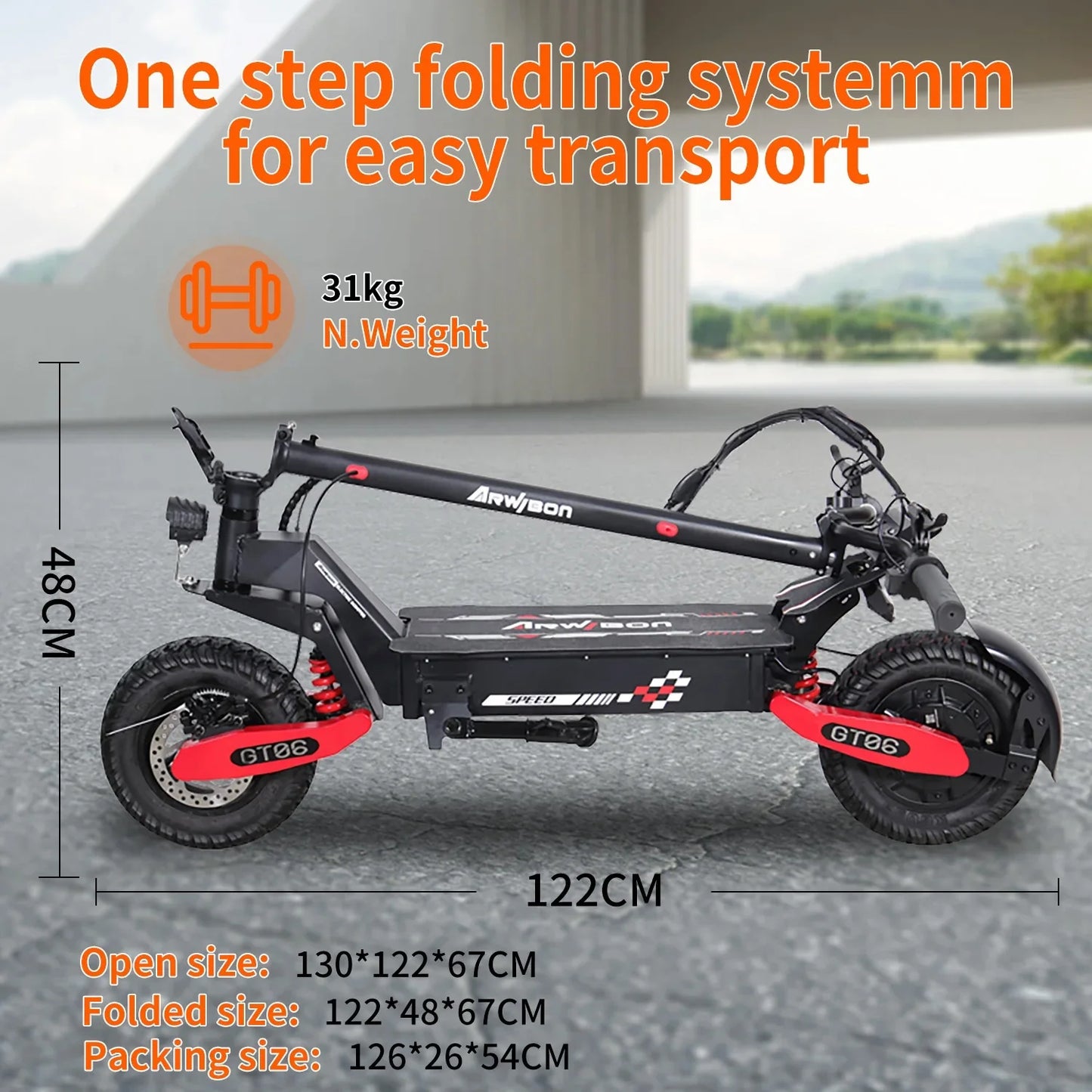 Electric Scooter for Adult, 1200W Motor, Folding E-Scooter Up to 40Mph & 30 Miles Range, 11" Off Road Tire Scooter with Dual Sus