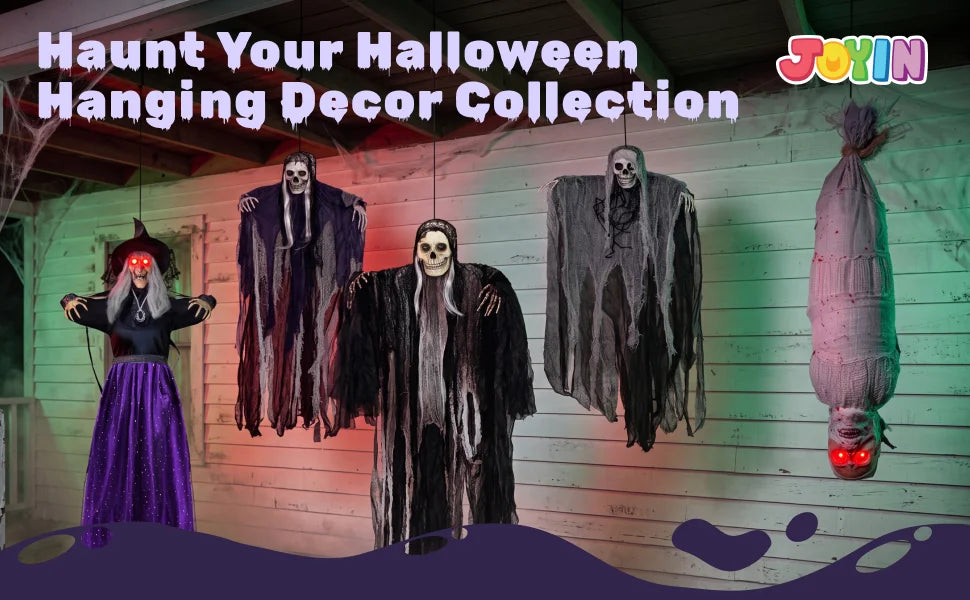 2Pcs Outdoor Halloween Decorations 55" Standing Ghost and 23" Dog Ghost Cute Set with Warm White LED Lights 8 Lightng Modes & Timer for Yard Lawn Party Favors and Halloween Decor Outside Indoor