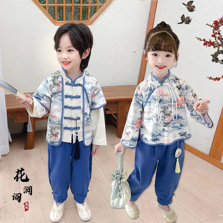 Chinese Hanfu Children Clothing Cosplay Performance Costume Kids Clothes Ethnic Style Children's Sets Girl Suit Two Piece Boy