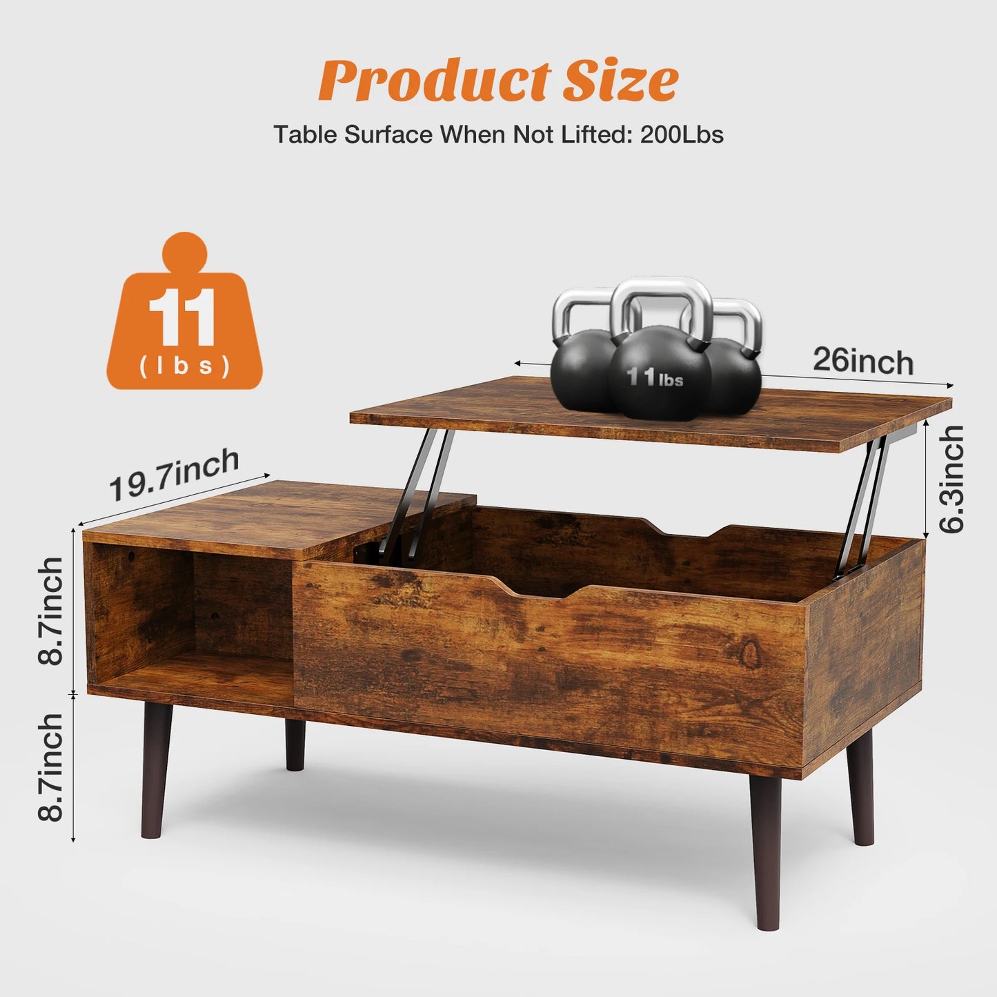 MCQ 39.37"x19.7" Wood Living Room Lift Top Coffee Tables Adjustable Storage Shelf Easy Lift Or Lower For Tea Dining Tables