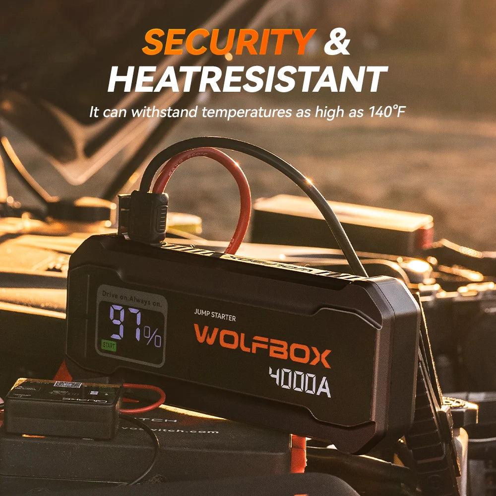 Wolfbox 4000a Portable Jump Starter And 24000 Mah Power Bank