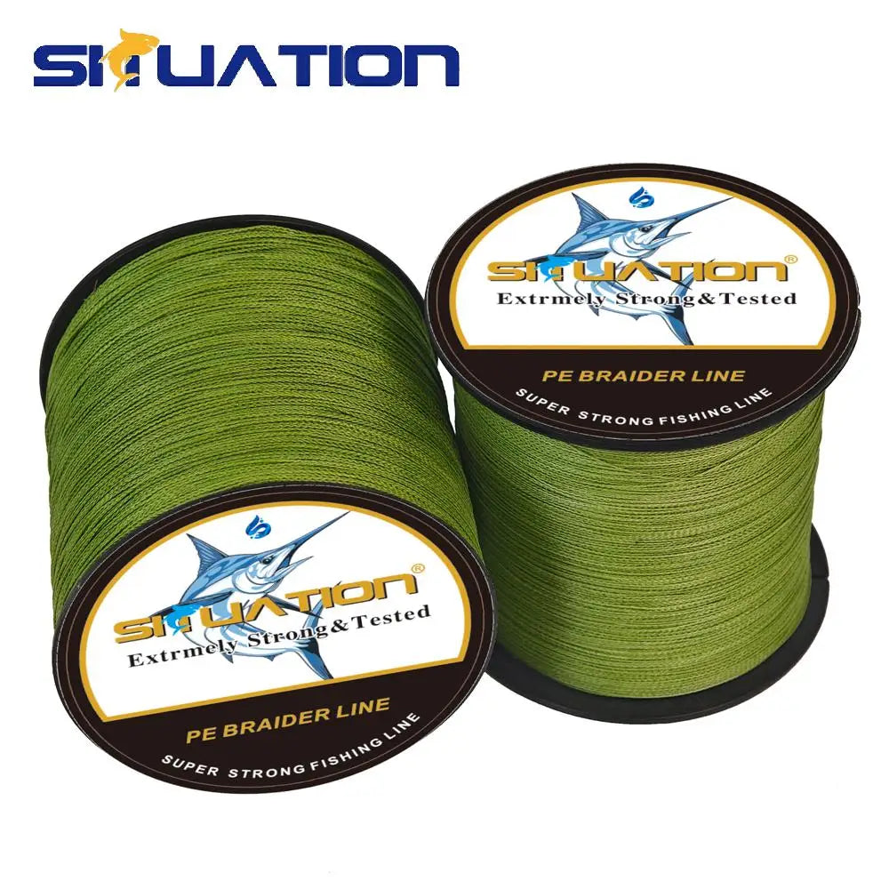 SIIUATION Ultra-Strong PE Braided Fishing Line, 300m/328YDS - 4-Strand Multi-Wire, Wear-Resistant, Smooth Long Casting up to 100