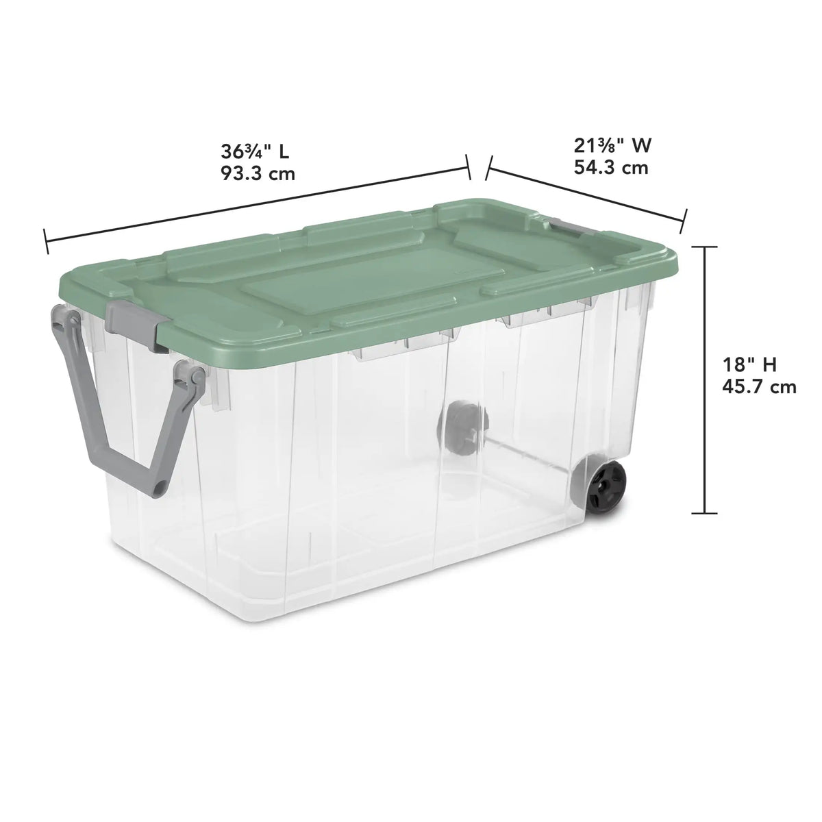 Sterilite Extra Large Storage Bin, 40 Gallon Wheeled Plastic Storage Container with Handle, Black, Pack of 2, Industrial