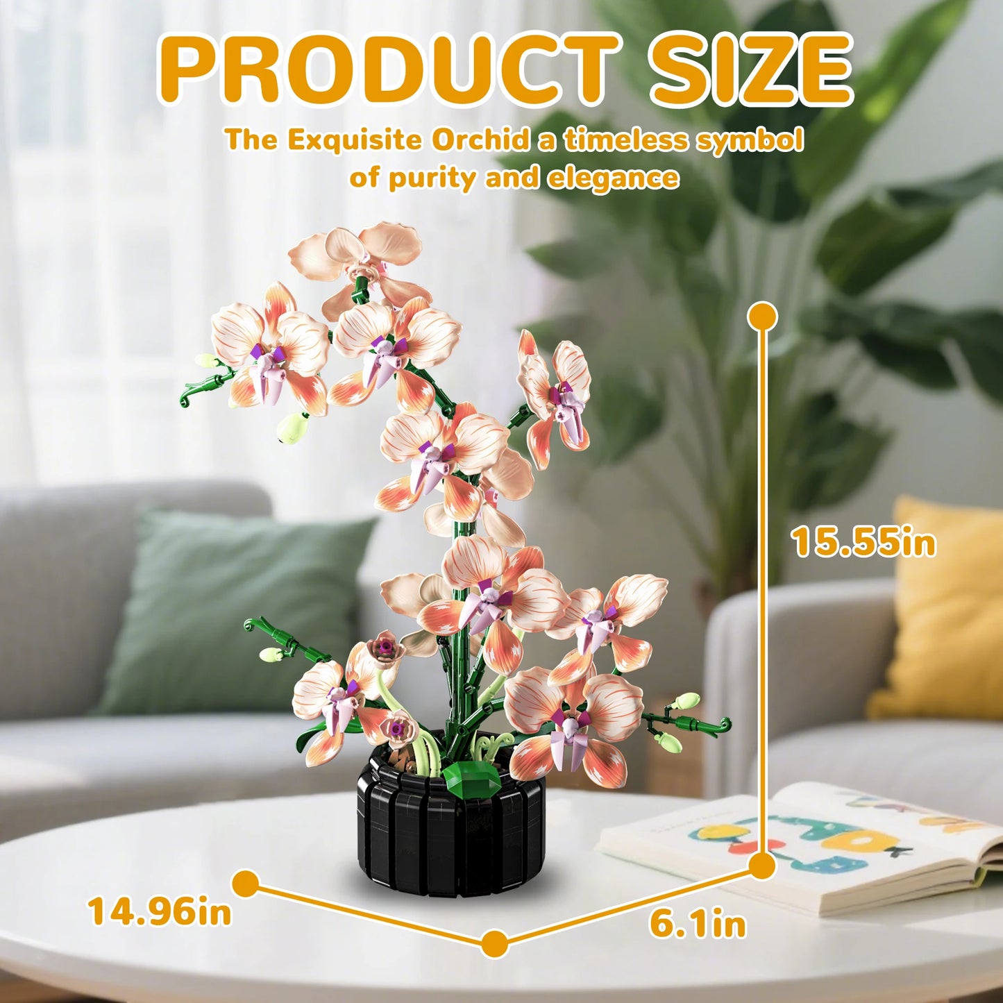 866 PCS Creative Bouquet Orchid Flowers Building Blocks  Romantic Home Decoration Bricks Toys  Valentine's Day Gift 10311