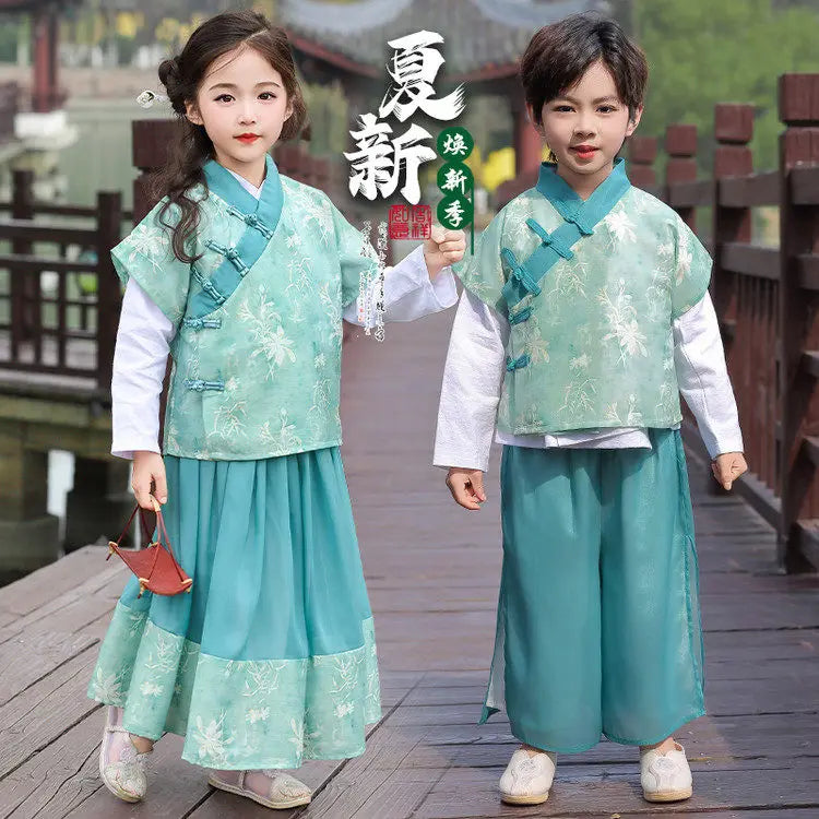 Chinese Hanfu Children Clothing Cosplay Performance Costume Kids Clothes Ethnic Style Children's Sets Girl Suit Two Piece Boy
