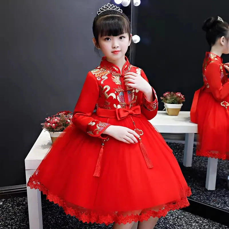 Kids Dresses for Girls Clothes Chinese New Year Dress Baby Princess Hanfu Party Cosplay Performance Costumes Children Clothing