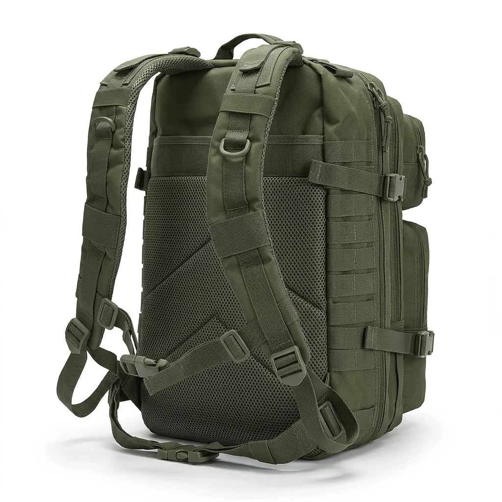 Men 45L Tactical Backpack Molle Bug Out Bag Survival Emergency Water Resistant Outdoor Hiking Camping Travel Rucksack Large Capacity EDC Everyday Carry Commuter Work School Laptop Daypack Trekking Cycling Durable Wear Resista