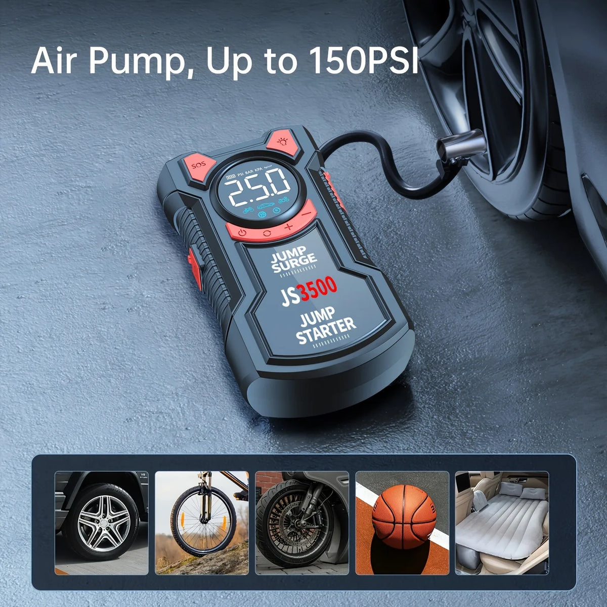 Paivioroku 5 In 1 Car Jump Starter Integrated Air Pump