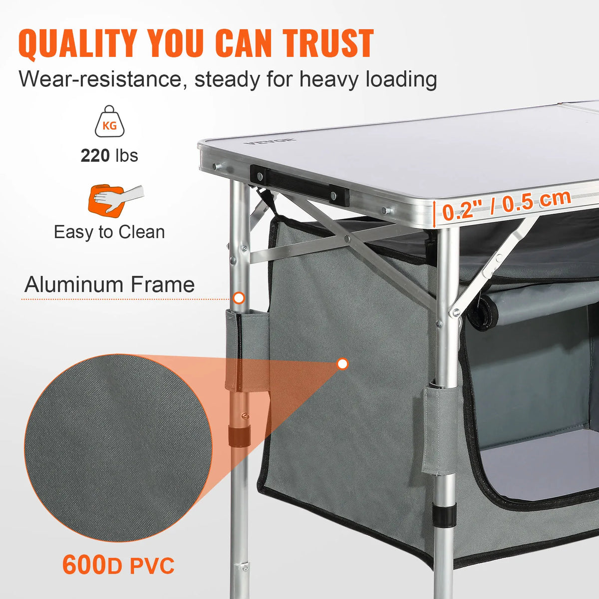 SucceBuyFolding Picnic Table Kitchen Camping Cupboards Aluminum Suitcase Table with Storage Bag Adjustable Height for Outdoor