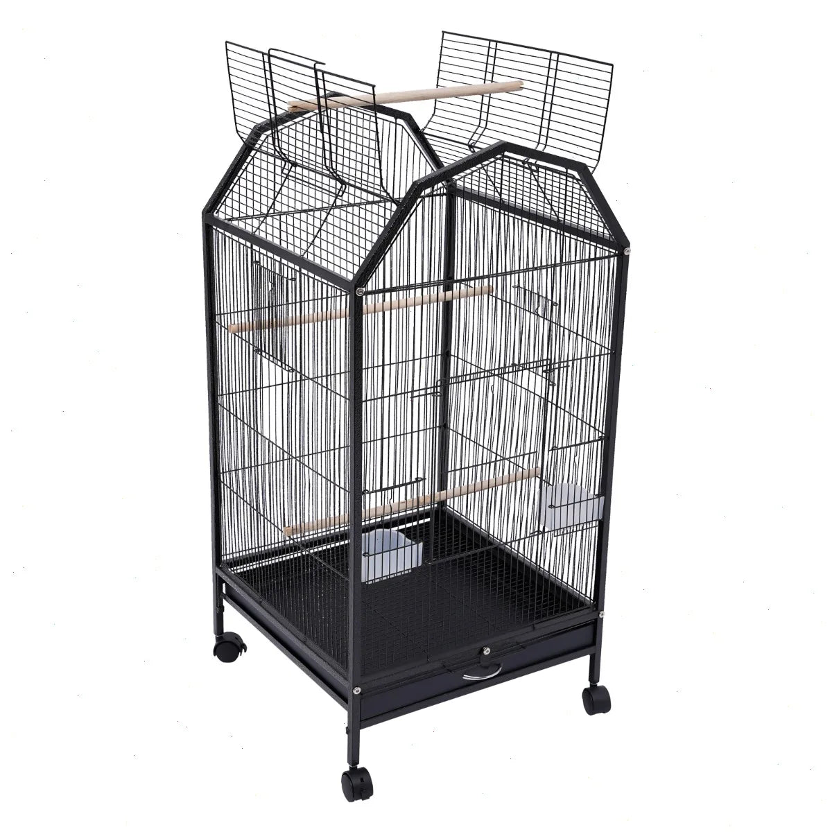 Parrot Cage, Bird Cage, Large Bird Cage with Sturdy Iron Frame, 360 Degree Full View, Anti-Rust & Non-Toxic, Spacious 18.1x18.1x39.9 Inch, for Cockatiel, Lovebird