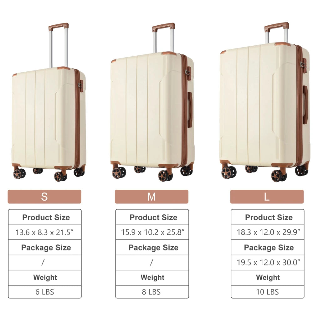 Luggage Set 3 Pcs Hardshell Suitcases, TSA Lock, Lightweight Travel Luggage 20" Carry on 24" 28" Checked for Family Trips