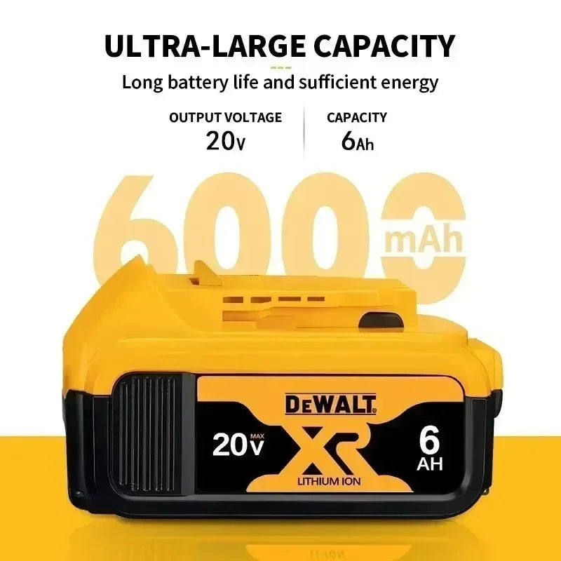 100% Original DeWalt 20V 6.0Ah Battery Power Tool Replacement for DeWalt DCB184 DCB181 DCB182 DCB200 6.0Ah 18Volt 20v Battery.