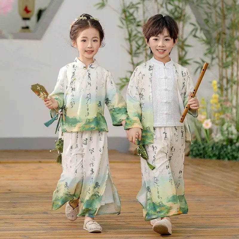 Chinese Hanfu Children Clothing Cosplay Performance Costume Kids Clothes Ethnic Style Children's Sets Girl Suit Two Piece Boy