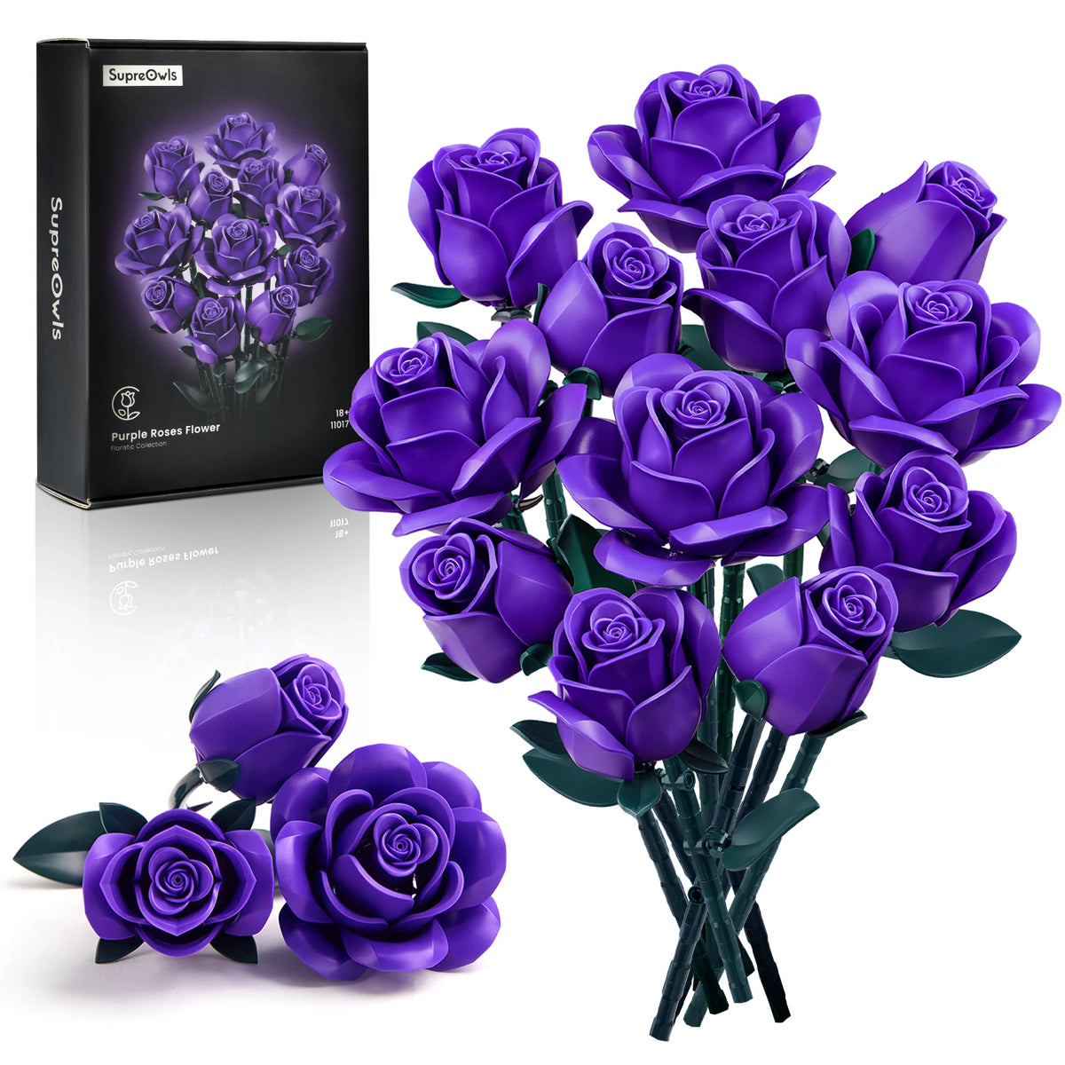 Roses Bouquet Building Blocks Set Artificial Flowers Home Decor Wedding Floral Bricks Toys Christmas Valentines Gift for Adults