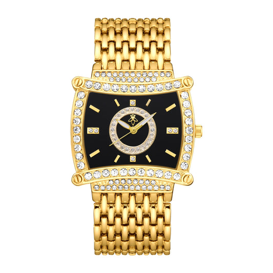 YaLaLuSi Fashion Waterproof Sports Watch Women, Gold Diamond Black Dial Square Wristwatch, Luxury Dress Timepiece, Free Shipping