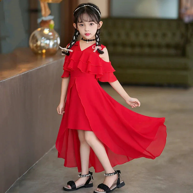 Fashion Chiffon Boho Girls Dresses Bohemian Beach Kids Clothing Vestido Girl Outfit Robe Fille Casual Maxi Children Dress Summer