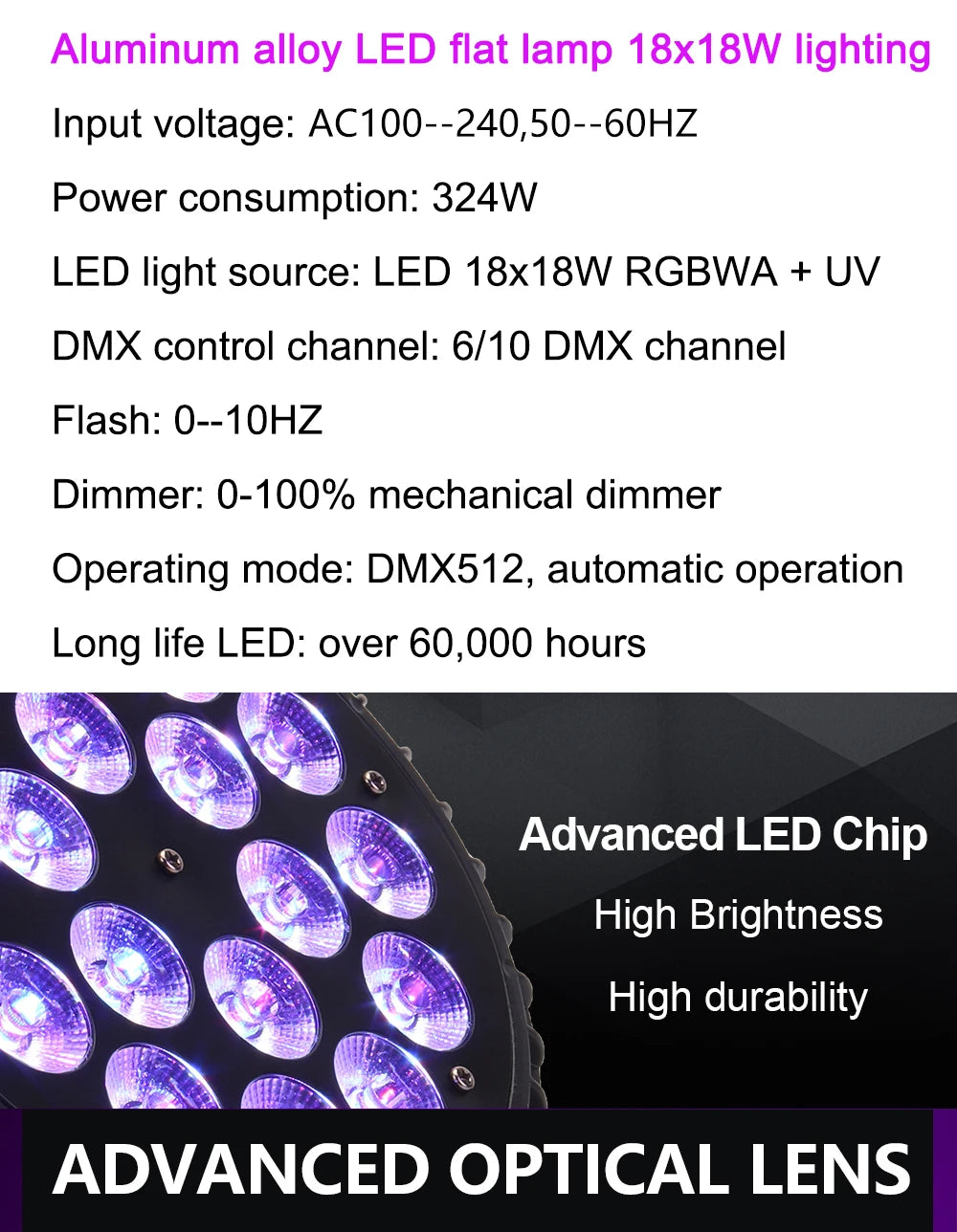 SHEHDS 4PCS Aluminum Alloy LED Flat Par 18x12W RGBW/18x18W RGBWA+UV LED Lighting DMX512 Disco Christmas Lights DJ Audience