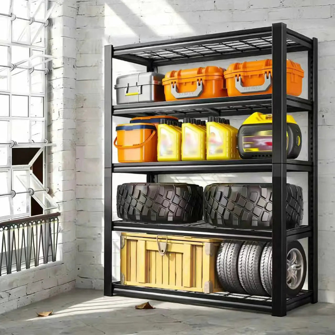 Nnovaroom  72" Adjustable Metal Double Layer Column Shelving, Commercial Grade Utility Rack for Warehouse, Basement, Kitchen
