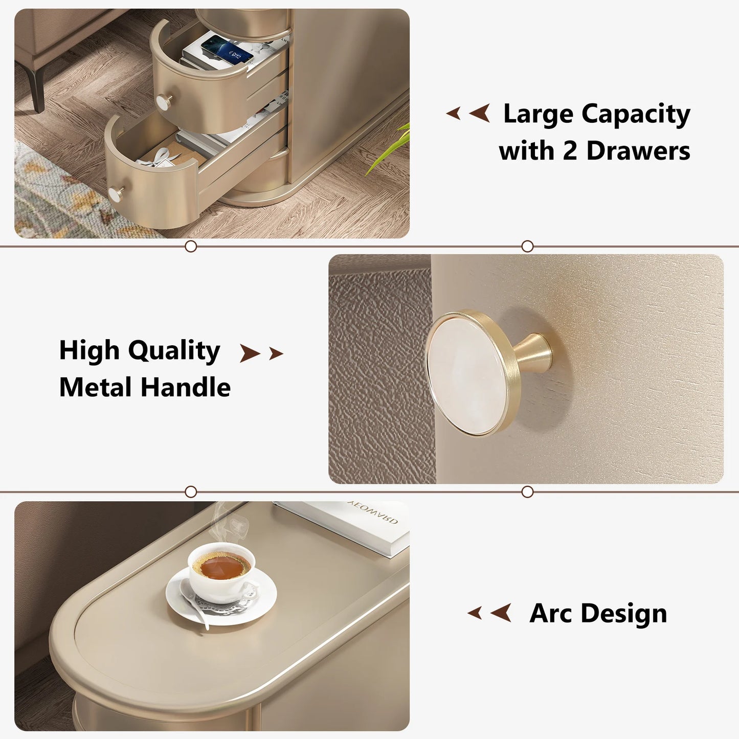 Tribesigns End Table Round Solid Wood Sofa Bedside Narrow Bedroom Side Table Nightstand with Drawer